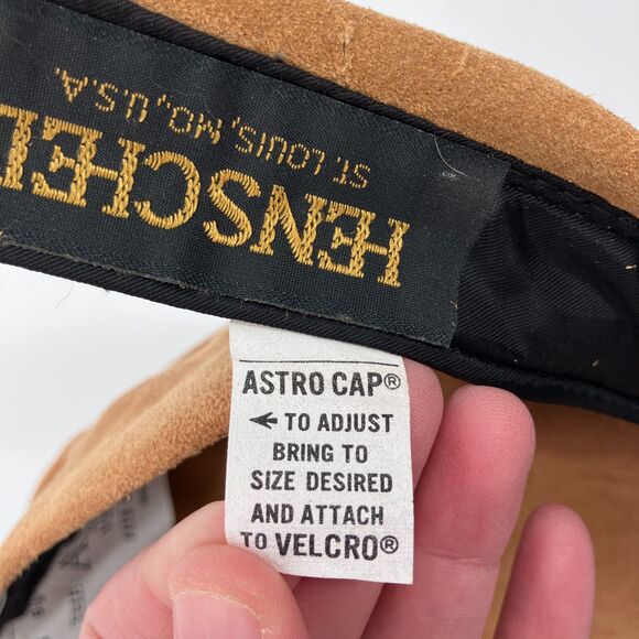 VTG Henschel Suede Astro Cap Camel Newsboy Driver Adjustable Union USA Made - Picture 10 of 13